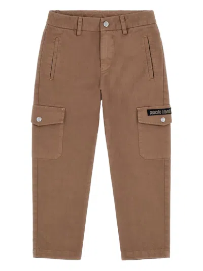 Roberto Cavalli Kids' Logo-detail Trousers In Brown