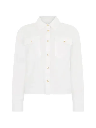 Roberto Cavalli Logo-embroidered Button-up Shirt In White