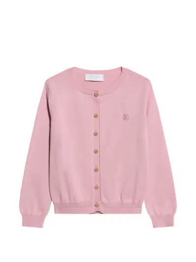 Roberto Cavalli Kids' Logo-embroidered Cardigan In Pink