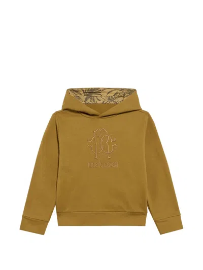 Roberto Cavalli Babies' Logo-embroidered Hoodie In Brown