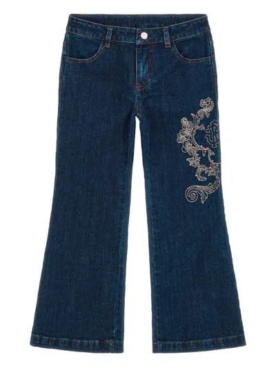 Roberto Cavalli Kids' Logo-embroidered Jeans In Blue