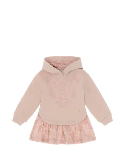Roberto Cavalli Babies' Logo-embroidered Layered-effect Dress In Pink