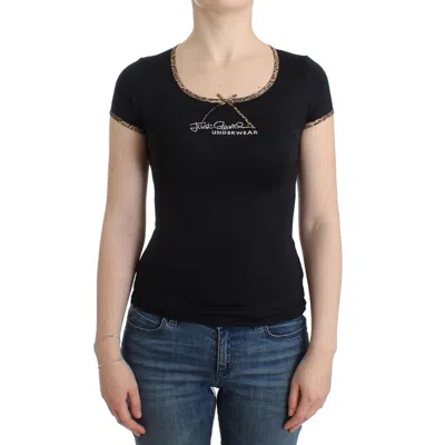 Roberto Cavalli Logo-embroidered Nylon T-shirt In Black