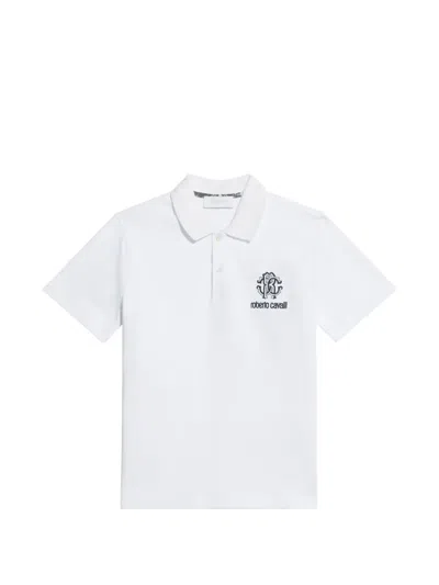 Roberto Cavalli Kids' Logo-embroidered Polo Shirt In White