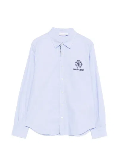 Roberto Cavalli Kids' Logo-embroidered Shirt In Blue