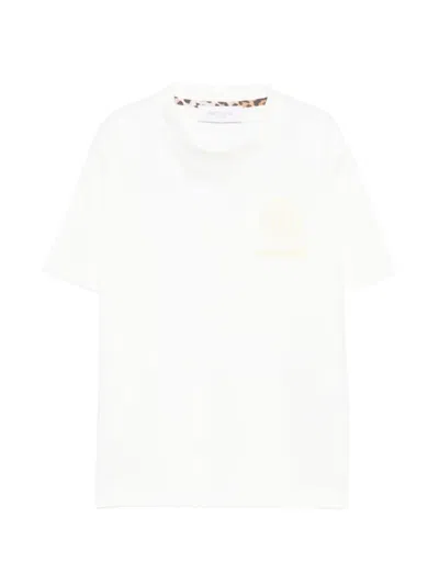 Roberto Cavalli Logo-embroidered T-shirt In White