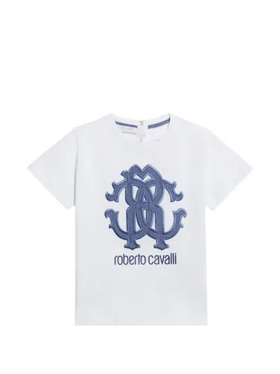 Roberto Cavalli Babies' Logo-embroidered T-shirt In White