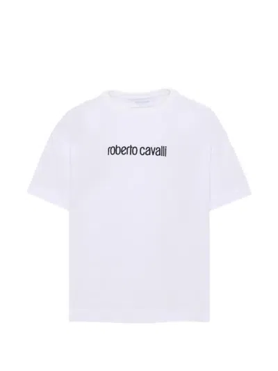 Roberto Cavalli Kids' Logo-embroidered T-shirt In White