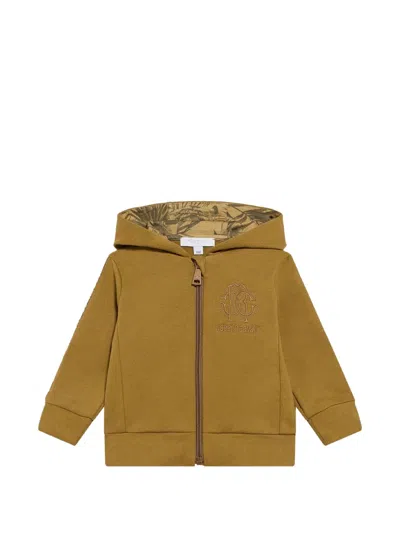 Roberto Cavalli Babies' Logo-embroidered Zip-up Hoodie In Brown
