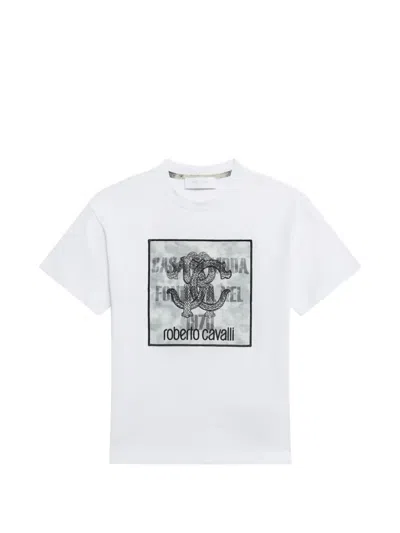 Roberto Cavalli Kids' Logo-patch T-shirt In White
