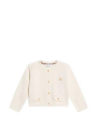 Roberto Cavalli Babies' Logo-plaque Button-up Cardigan In White