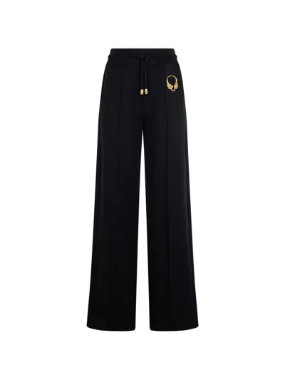 Roberto Cavalli Logo-plaque Drawstring Track Pants In Black
