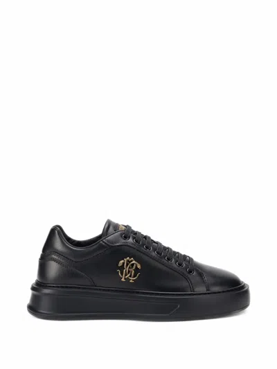 Roberto Cavalli Logo-plaque Platform Sneakers In Black