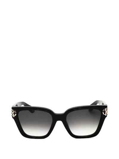 Roberto Cavalli Logo-plaque Rectangle-frame Sunglasses In Black