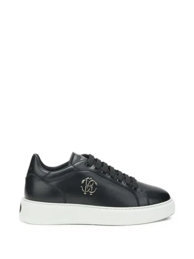 Roberto Cavalli Logo-plaque Sneakers In Black