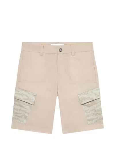 Roberto Cavalli Kids' Logo-print Cargo Shorts In Neutral