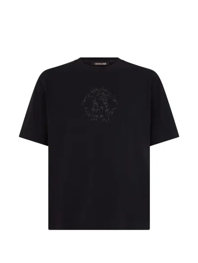 Roberto Cavalli Logo-print Cotton T-shirt In Black