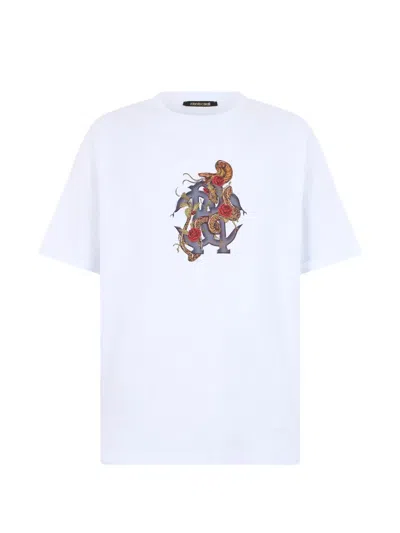 Roberto Cavalli Logo-print Crew-neck T-shirt In White