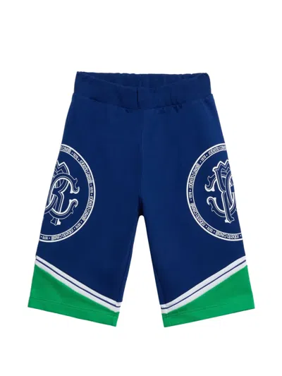 Roberto Cavalli Kids' Logo-print Panelled Track Pants In Blue
