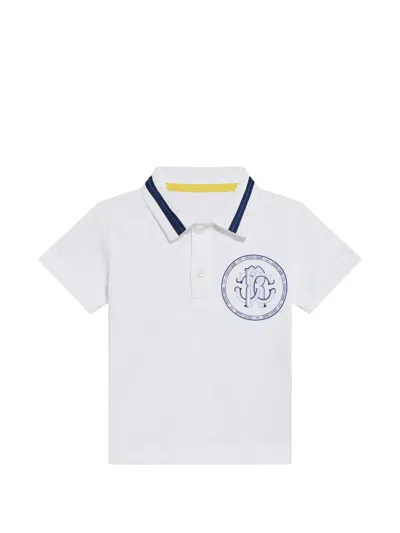Roberto Cavalli Babies' Logo-print Polo Shirt In White
