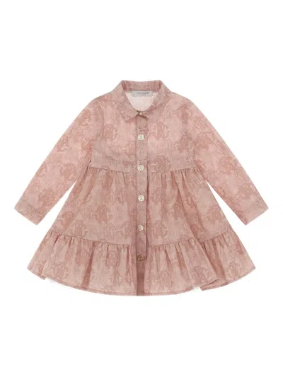 Roberto Cavalli Babies' Logo-print Ruffled Dress In Pattern