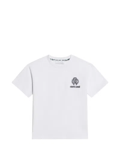 Roberto Cavalli Kids' Logo-print T-shirt In White