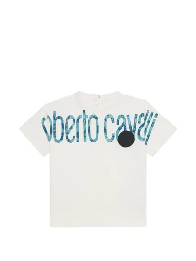 Roberto Cavalli Babies' Logo-print T-shirt In White