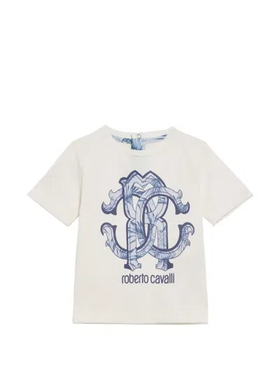 Roberto Cavalli Babies' Logo-print T-shirt In White