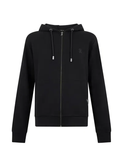Roberto Cavalli Logo-print Zip-up Hoodie In Black