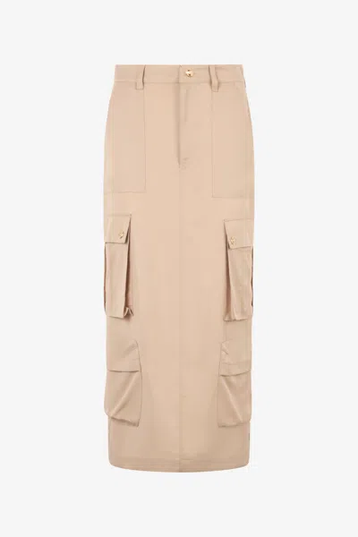 Roberto Cavalli Long Cargo Style Skirt In Light Brown
