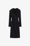 Roberto Cavalli Long Coat With Wide Collar In Black