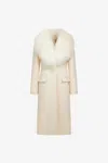 Roberto Cavalli Long Coat With Wide Collar In Ivory