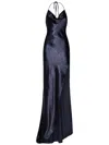 Roberto Cavalli Langes Kleid Mit Wasserfallausschnitt In Blue