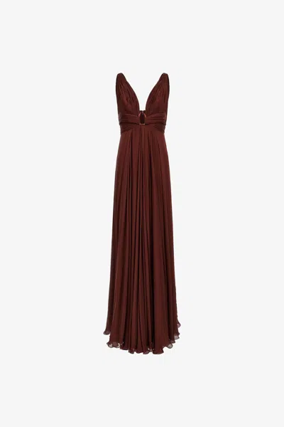 Roberto Cavalli Long Dress In Dark Brown