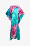 Roberto Cavalli Long Dress In Multicolor Marbled Silk In Multi