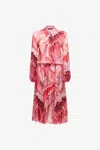 Roberto Cavalli Long Dress Plumage Print In Fuchsia
