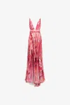 Roberto Cavalli Long Dress Plumage Print In Fuchsia