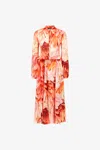 Roberto Cavalli Plumage Print Dress In Orange