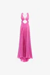Roberto Cavalli Long Dress With Cut Out In Fuchsia