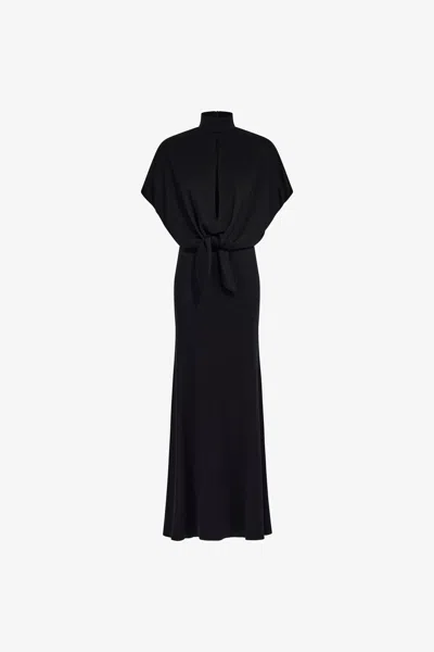Roberto Cavalli Long Dress With Knot In Black