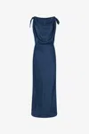 Roberto Cavalli Long Dress With Snake Print In Dark Blue