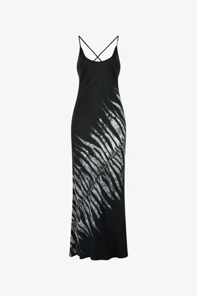 Roberto Cavalli Zebra Silk Twill Dress In Black/white