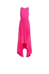 Roberto Cavalli Long Geranium Silk Georgette Dress In Fuchsia