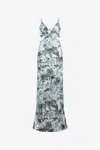 Roberto Cavalli Long Jungle Print Dress In Light Blue