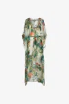 Roberto Cavalli Long Kaftan With Jungle Print In Green