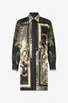 Roberto Cavalli Long Shirt With Zebra And Snake Print In Black