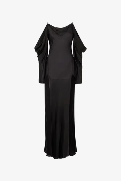 Roberto Cavalli Long Silk Dress In Black