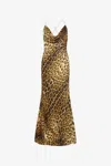 Roberto Cavalli Leopard Print Draped Dress With Open Back In Animal Print