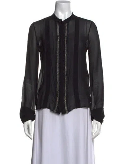 Pre-owned Roberto Cavalli Long Sleeve Blouse In Black