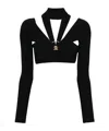 Roberto Cavalli Long-sleeve Cropped Top In Black